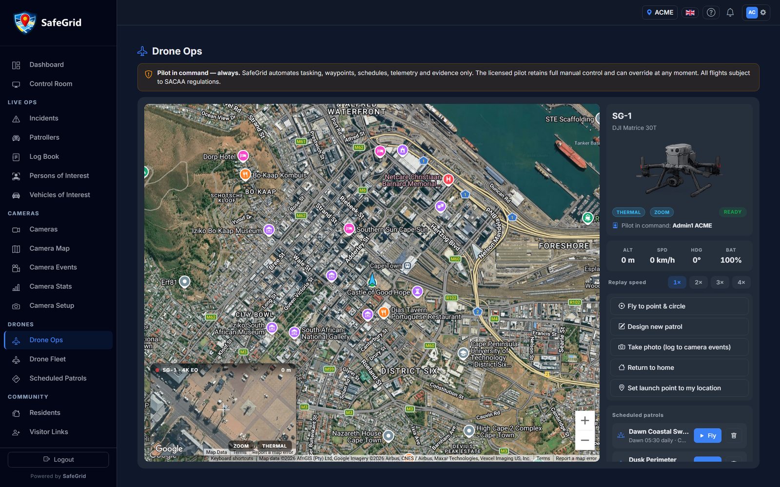 Drone control — fly, watch, record