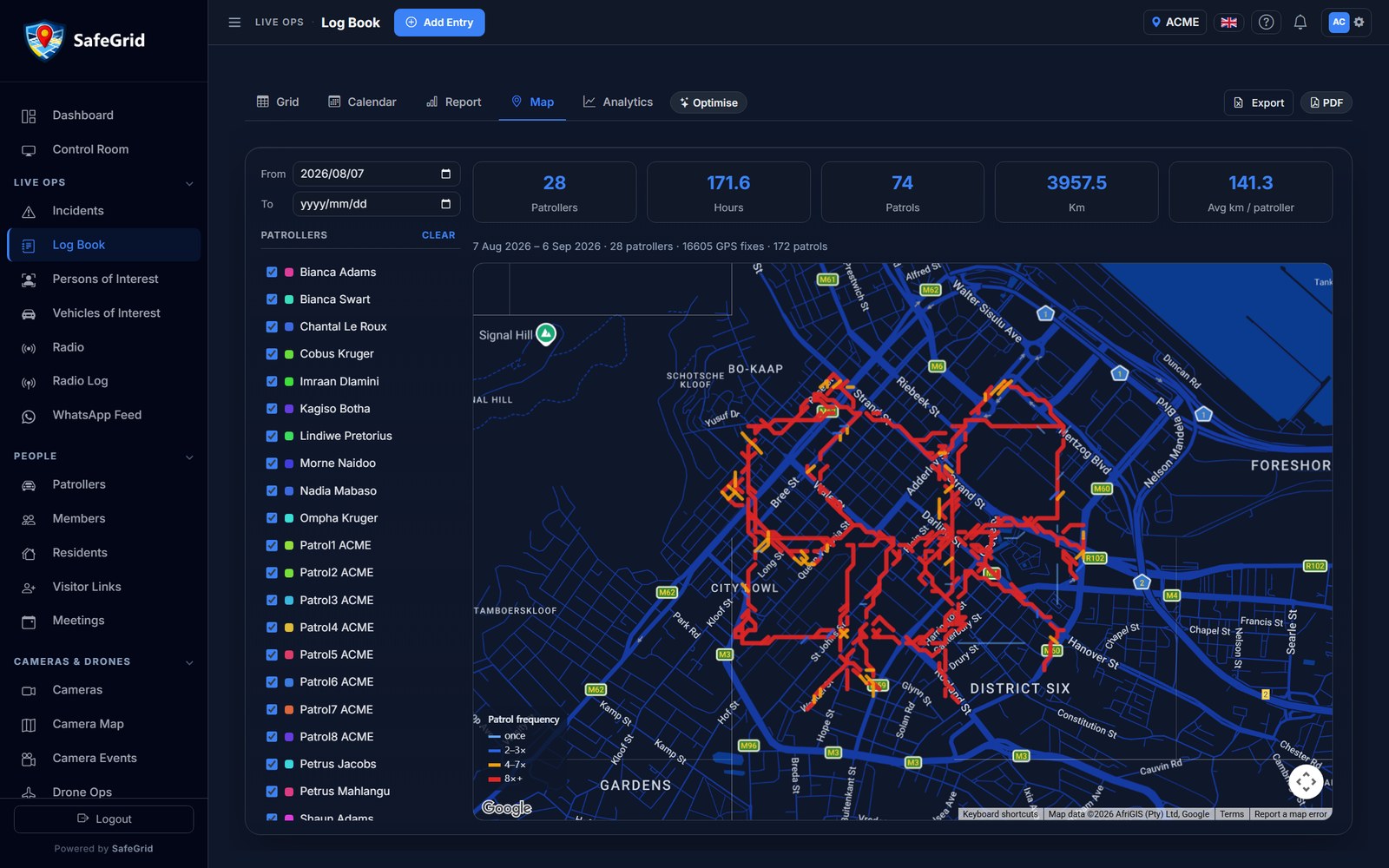 Patrol map — where your patrollers actually went